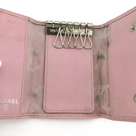 CHANEL key case Kanbonrain pink leather Authentic used Q642 - Picture 6 of 9